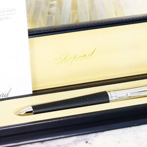 Chopard Classic Racing Twist Action Ballpoint Pen with Black Barrel Silver Tone